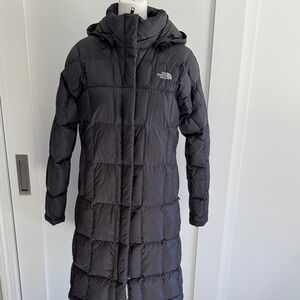 The North Face Black Quilted Hooded Long Puffer Coat